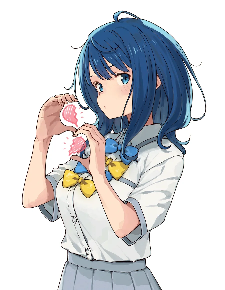 杏菜拿着粉色甜甜圈的校服插画