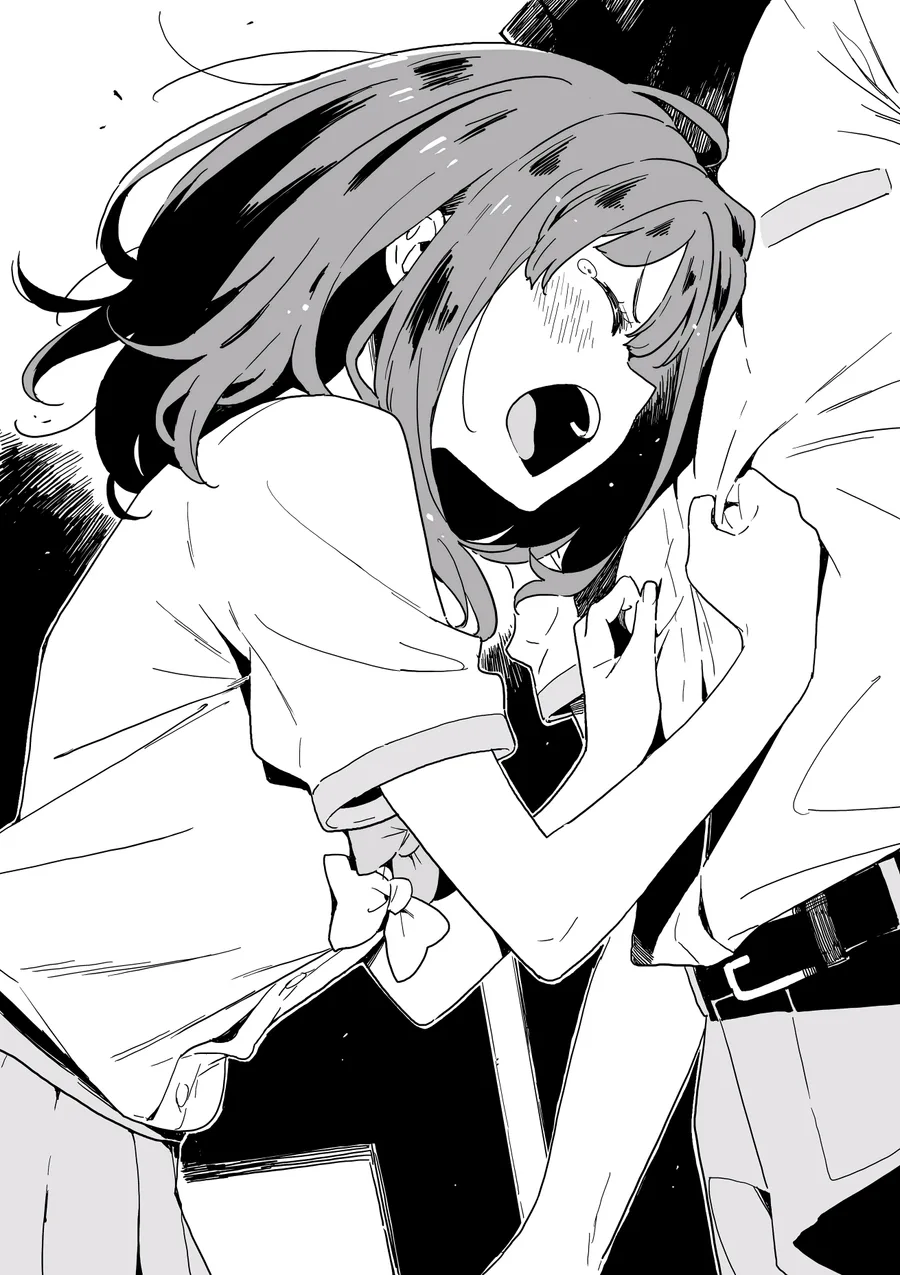 黑白插画中杏菜开心地举起手臂
